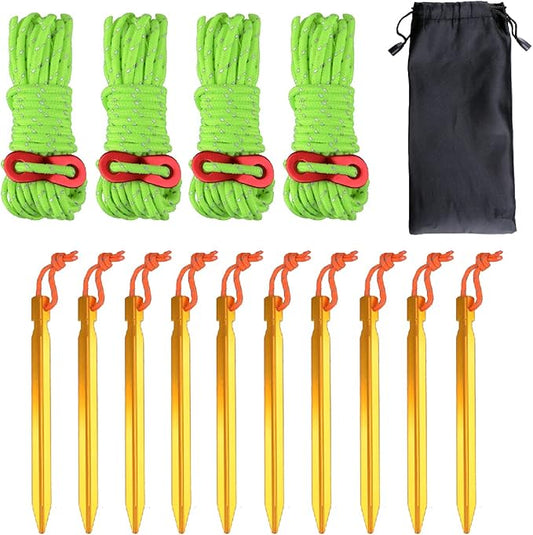 Azarxis Reflective Cord Pack Tent Guyline Rope High-Strength Lightweight with Aluminum Cord Adjuster for Tying Down Tarps, Camping Tent, Outdoor Packaging