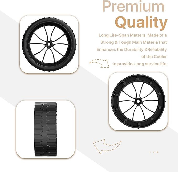 LBB-Parts 6 Inch Cooler Wheels,Compatible with Most Igloo Coolers,Fits Yukon 90 QT,Glide 110 QT,Ice Cube 58 QT/60 QT,Maxcold Latitude 62 QT etc,6'' Cooler Replacement Wheels kit
