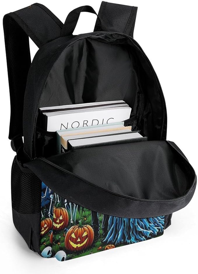 Supdreamc Daypack Bookbag Anti-Theft Multipurpose Large Capacity Bookbag, Sugar Skull Party Day Of The Dead Ghost Bride And Groom Art Travel Hiking Camping Rucksack With Adjustable Shoulder Straps