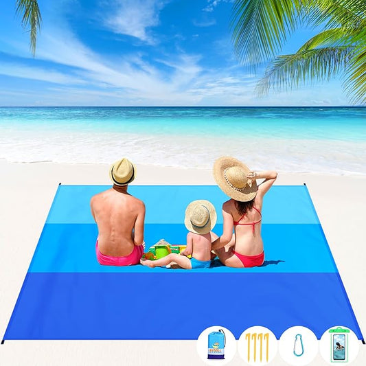 BYDOLL Beach Blanket Waterproof Sandproof Large 78''×81''/10'×9' Sand Free Oversized Sandless Picnic Mat Water Proof Packable Lightweight Blanket for Beach Camping Hiking Travel