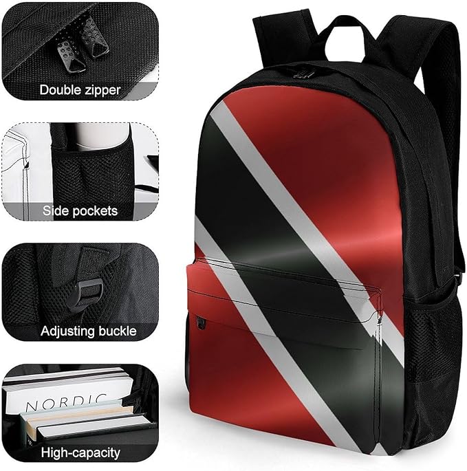 Adults Lightweight Flag Of Trinidad And Tobago Shoulder Book Bags Big Capacity Shoulder Bag With Adjustable Shoulder Straps for Trekking Work Walking Cycling