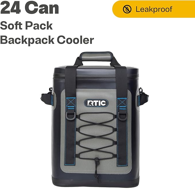 RTIC Backpack Cooler 24 Can, Insulated Portable Soft Cooler Bag Waterproof for Ice, Lunch, Beach, Drink, Beverage, Travel, Camping, Picnic, Car, Hiking