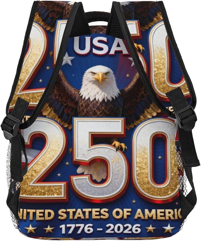 Daypack Lightweight Multipurpose Anti-Theft America 250th Anniversary USA Patriotic Freedom Art Shoulder Bag Large Capacity Laptop Book Bag Rucksack With Adjustable Shoulder Straps