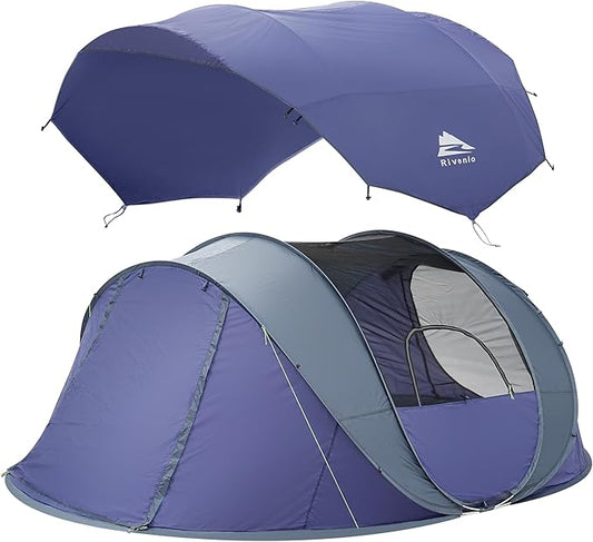 4 Person Easy Pop Up Tent, Waterproof, Automatic Setup,2 Doors-Instant Family Tents for Camping, Hiking & Traveling