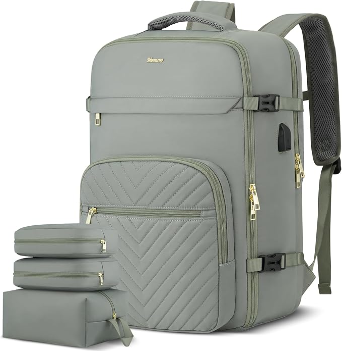 MOMUVO Travel Backpack Sets for Women,Carry On Backpack Flight Approved,Large Laptop Backpack Luggage Backpack with USB Charging Port,18.4 Inch