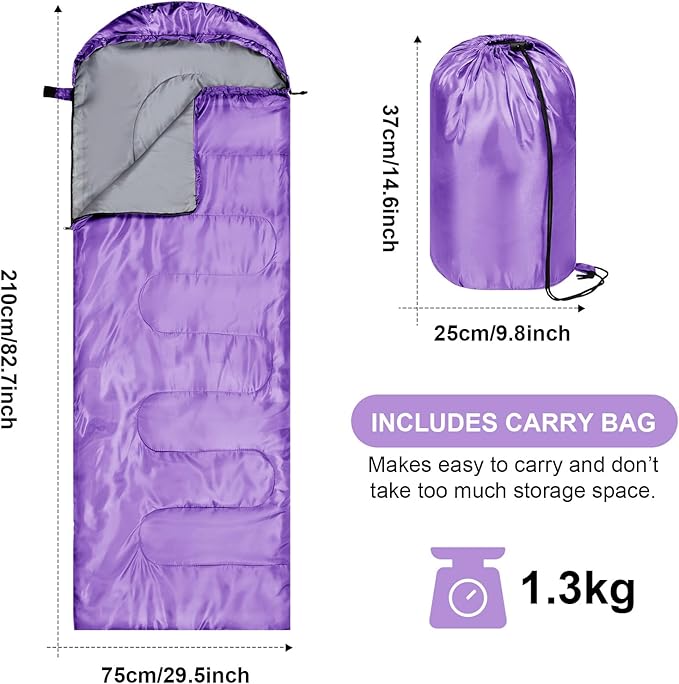 Tudomro 2 Pcs Camping Sleeping Bag for Adults, Lightweight Packable Waterproof Camping Gear Equipment to Keep Warm for Spring Summer Fall Indoor Outdoor Backpacking Hiking Travel