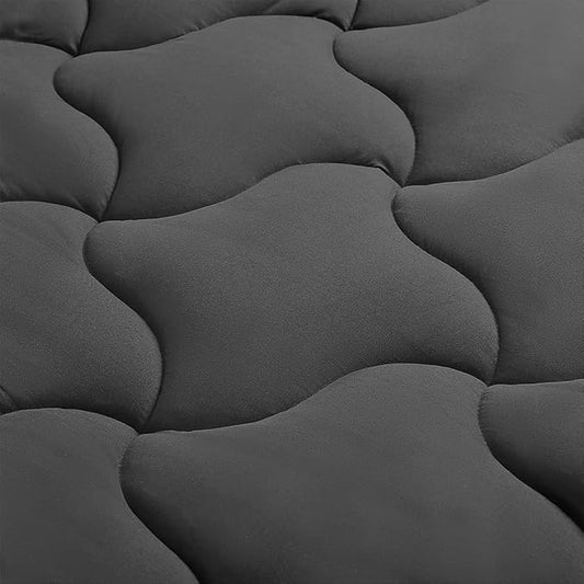 SLEEP ZONE Mattress Pad Cal King Cooling Mattress Topper, Quilted Fitted Mattress Cover, Machine Washable Mattress Protector, Soft Fluffy Down Alternative, Deep Pocket 8~21 inch (Black, Cal King)