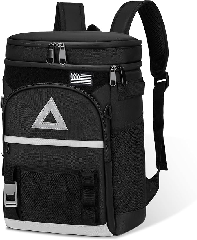 Bacgnyer Backpack Cooler Insulated Leakproof - Waterproof 22L Cooler Bag for Men & Women, Portable Soft Sided for Camping, Beach, Fishing, Lunch, Hiking with Magnetic Fold & Dry Storage Design