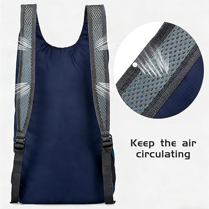 Portable Folding Backpack, Travel Hiking Backpack, Light and Compact, Waterproof and Durable, Super Large Capacity, Outdoor Camping, Travel Storage, Daily Use (Dark Blue)