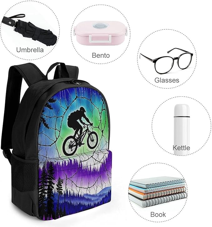 Supdreamc Lightweight Daypack Bookbag for Trekking Business Walking Cycling, Big Capacity Anti-Theft Multipurpose Carry On Bag, Over The Mountains Motorcycle Motocross Art Business Computer Bag