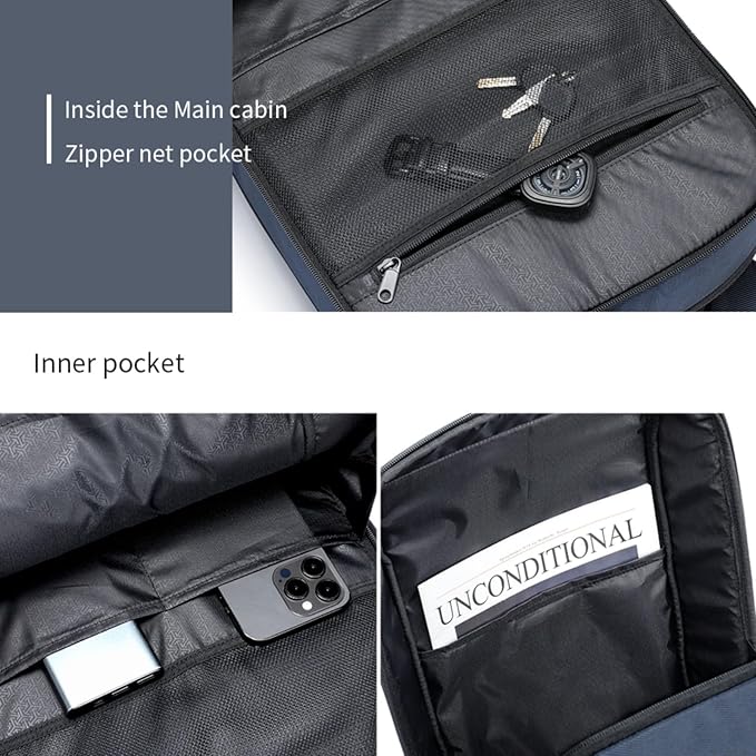 Kingsons 15.6 Inch Laptop Compartment Backpack for Men,Waterproof Slim Durable Business Backpack for Work，Travel (KS25054-Dark Blue-US-1)