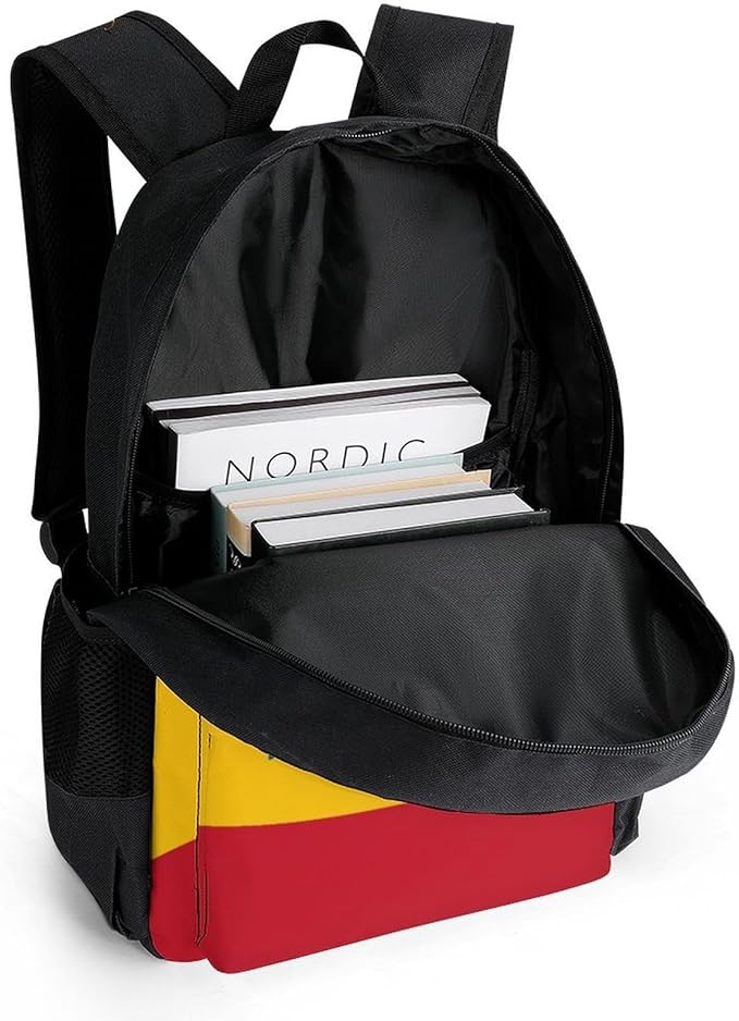 Shoulder Book Bags Anti-Theft Multipurpose Big Capacity Bookbag, Spain Flag Travel Hiking Backpack With Smooth Zippers