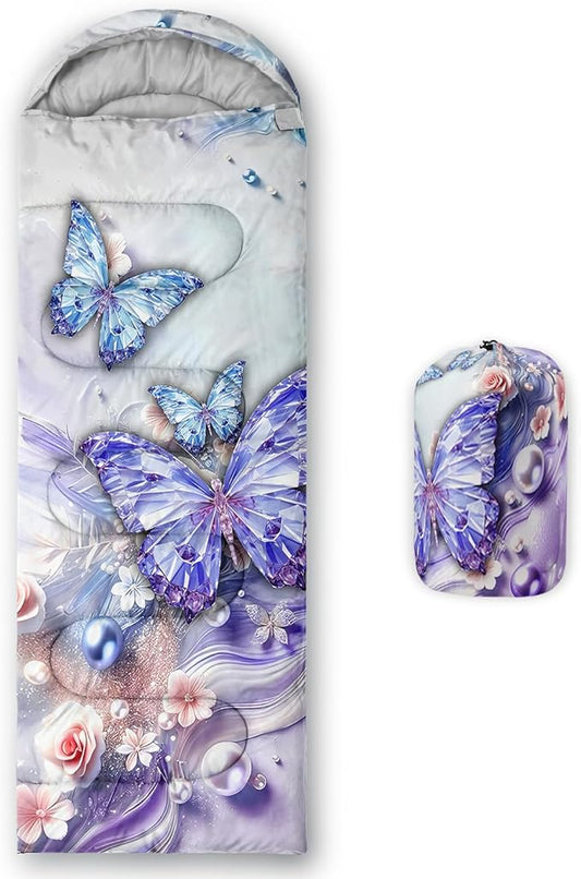 AILONEN Outer Space Astronaut Camping Sleeping Bags,Lightweight & Waterproof,3 Season Warm & Cool Weather,Cartoon Sleeping Bags for Kids,Boys Girls Travelling,Outdoors