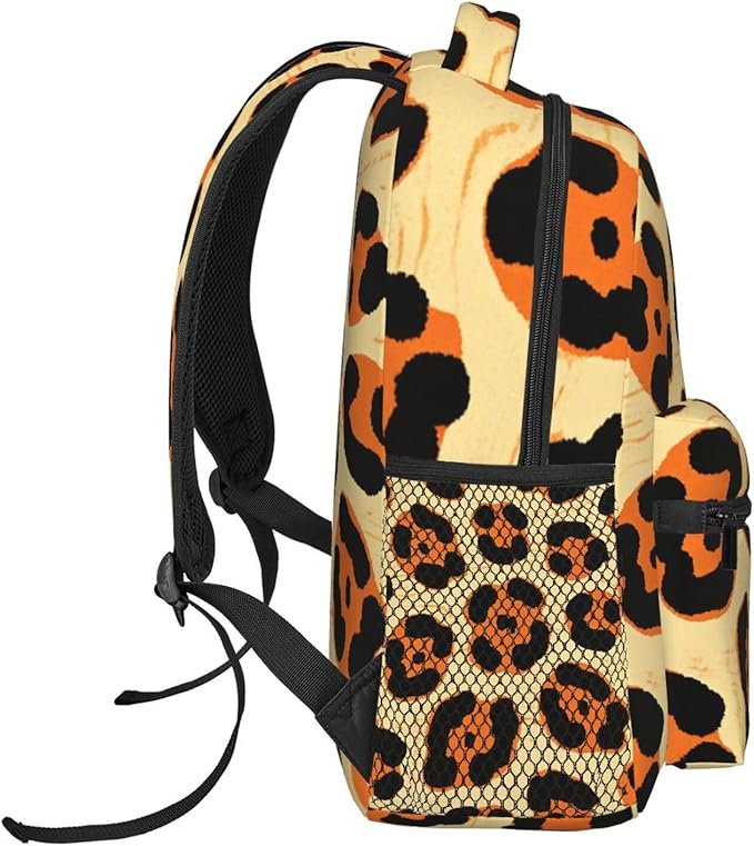 Lightweight Backpack for Gym Travel Bicycle, Big Capacity Multipurpose Anti-Theft Carry On Bag, Leopard Print Animal Skin Patterns Travel Hiking Bag Day Pack