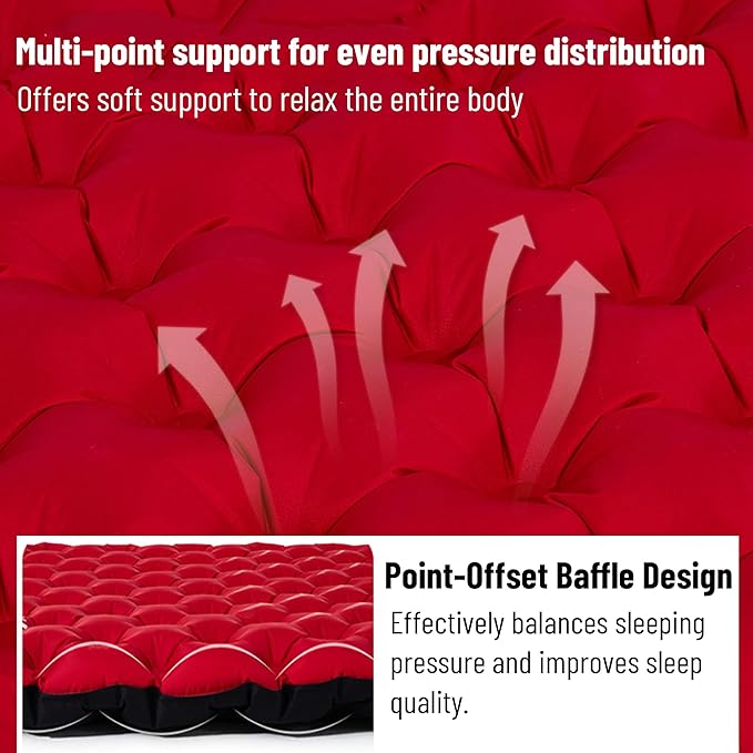 6.5 R-Value Camping Sleeping Pad for All Season, Dual Layer Ultralight Air Mattress for Cold Weather, Insulated Inflatable Sleeping Mat for Backpacking,Hiking,Outdoor, with Air Pump Sack