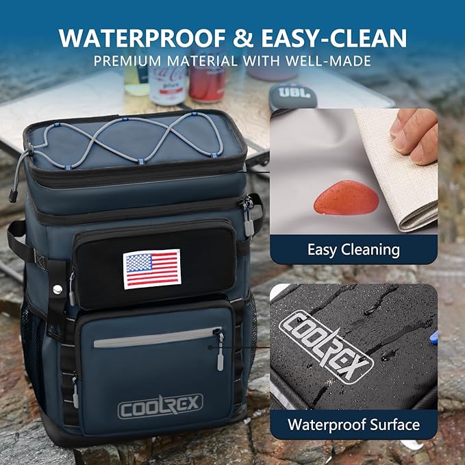 Large Backpack Cooler 36 Can Cooler Backpack with 2 Insulated Compartments Leak Proof Waterproof Travel Backpack, Camping Beach Picnic Lunch Thermal Bag for Women and Men