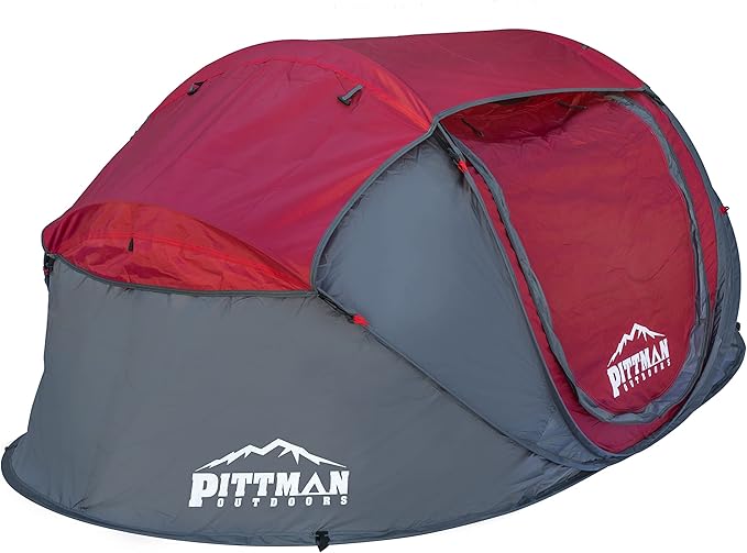 AirBedz Pittman Outdoors PPI-POPUP2X Instant Set-up 2 Person Pop-up Tent with Large Mesh Window, 7.55'x3.94'x3.2' (Height), Red