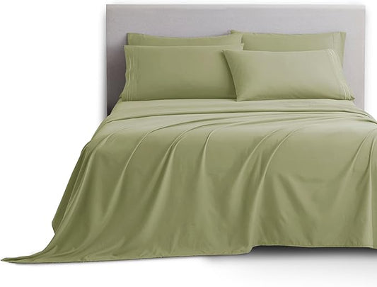 Clara Clark Full Sheets, 6 Piece Set - Hotel Luxury Bed Sheets, Super Soft Bedding Set, Full Size, Sage Green