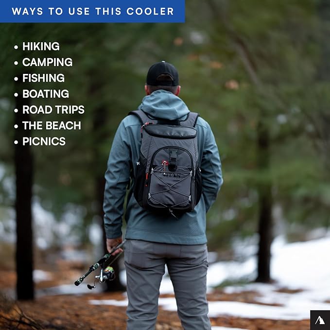 Titan by Arctic Zone Backpack Cooler, Insulated Soft Sided Bag with Leak Proof Lining and Padded Straps, for Lunch, Picnic, and Travel, 24 Can Capacity