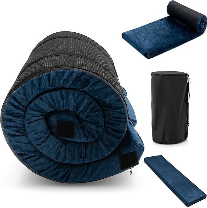 Giantex 72" Memory Foam Camping Mattress, Foldable Floor Guest Bed for Sleepover, Portable Camping Sleeping Mat with Waterproof Cover & Travel Bag, Roll Up Mattress Sleeping Pad for Backpacking, Car Traveling and Hiking