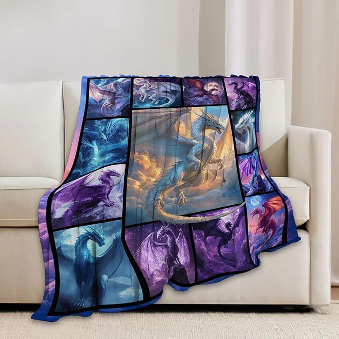 Dragon Blanket Dragons Lover Throw Blankets Gifts for Girls Boys Kids Dragon Lover Soft Cozy Fleece Plush for Couch Sofa Bed 50"x40"