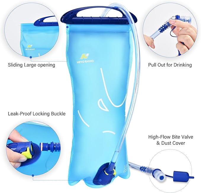 N NEVO RHINO Hydration Backpack,10L Hydro Water Daypack with 2L Water Bladder, Lightweight Hiking Backpack-Hydration Bike Pack for Cycling Rave