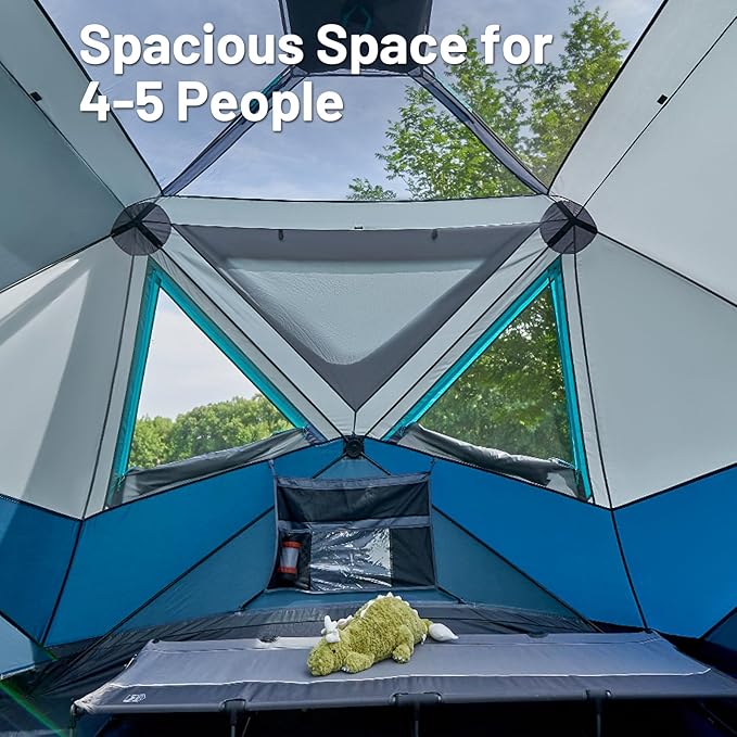 TIMBER RIDGE 4/6/8 Person Instant Pop Up Cabin Tent, Easy 60 Second Setup, Weather Resistant Camping Family Hub Tent with Rain Fly and Carry Bag for Outdoor Camping & Overlanding