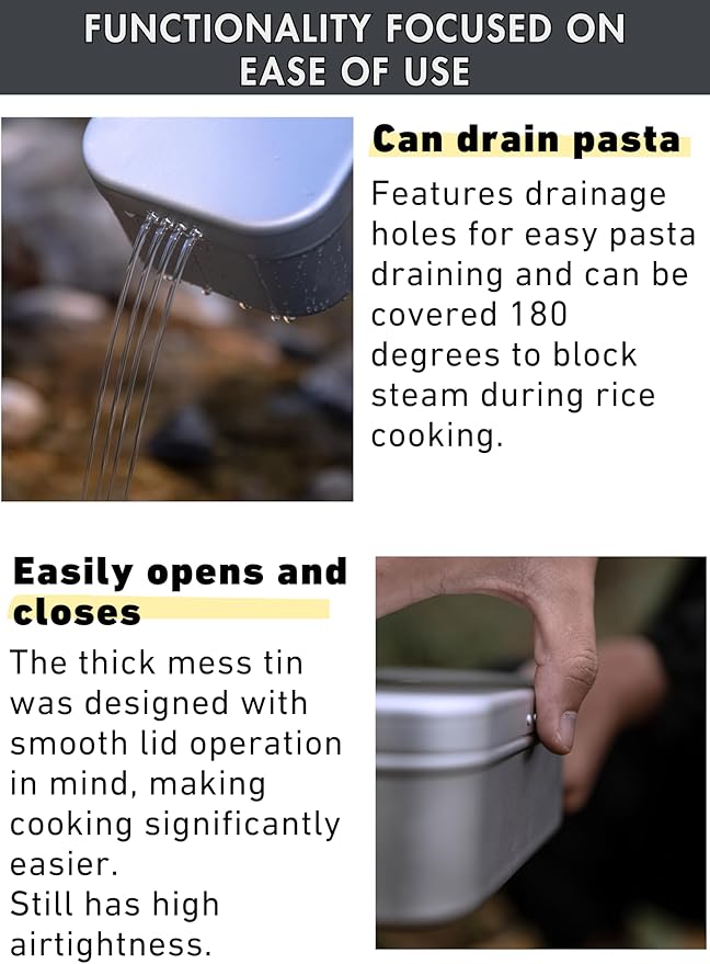 CAMPINGMOON Mess Tin 1.3L Aluminium Camping Cookware Extreme Thick S-2013