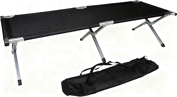 Camp Bed, Portable Folding Camping Cot for Adults,Indoor Outdoor Portable Sleeping Cot for Hiking, Camping with Carrying Bag (Black)