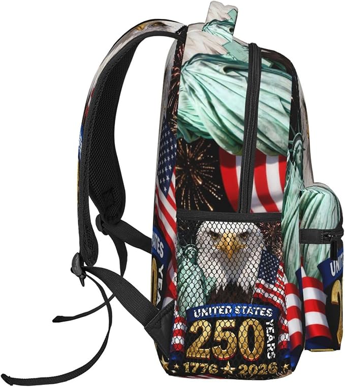 Rucksacks Lightweight Multipurpose Anti-Theft USA 250th Anniversary America Patriotic Art Shoulder Bag Big Capacity Traveling Camping Backpack With Side Pockets