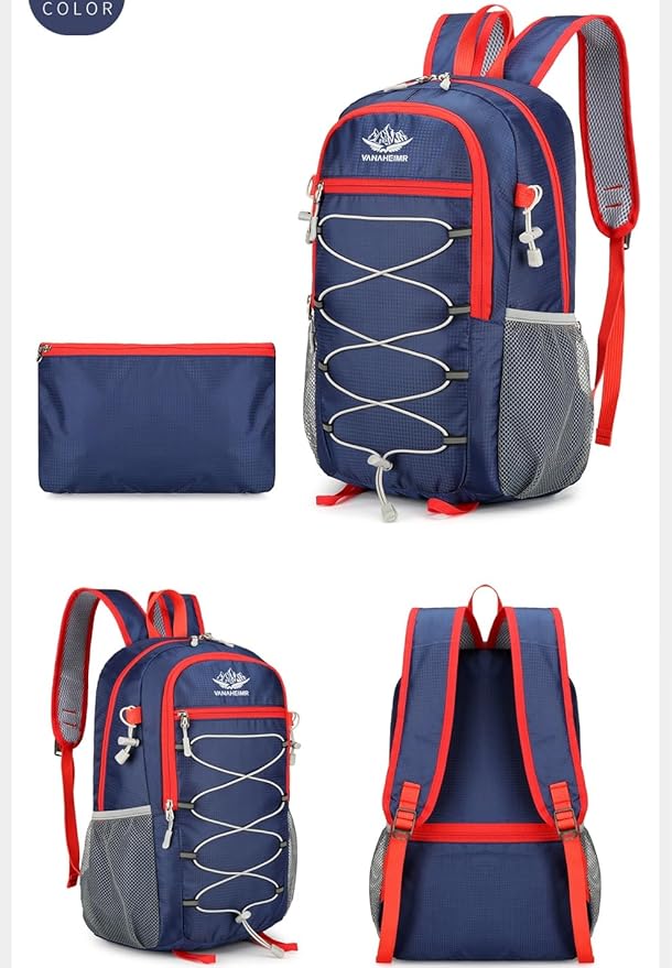 Foldable Lightweight Hiking Backpack Camping Cycling Travel Shopping Fitness Sports Backpack With Man And Women (Navy)