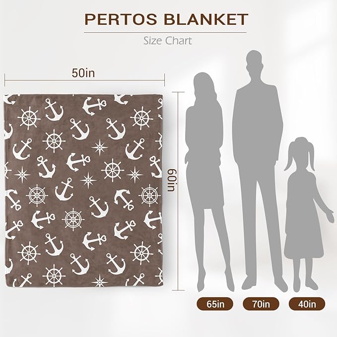 Nautical Throw Blanket, Sailing Gifts for Men Women, Nautical Anchor Decor Soft Blanket for Couch Bed 60" X 50"