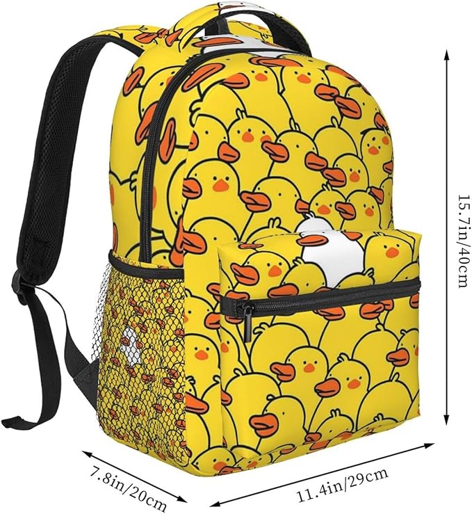 Adults Lightweight Yellow Flat Mouth Ducks Rucksacks Large Capacity Bookbag With Adjustable Shoulder Straps for Trekking Outdoors Bicycle