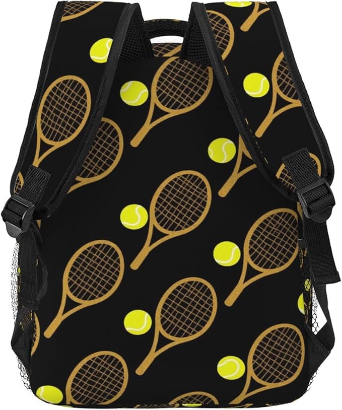 Men Women Lightweight Funny Tennis Racquets And Balls Backpack Large Capacity Bookbag With Smooth Zippers for Gym Business Running