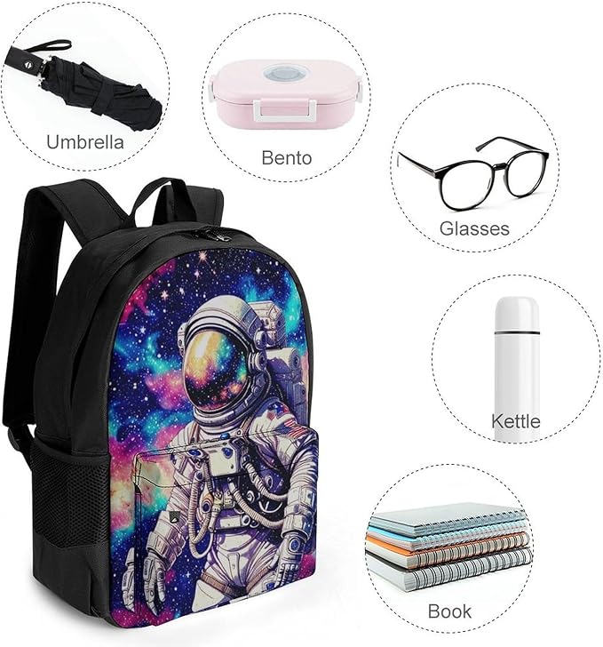 Supdreamc Lightweight Backpack for Gym Travel Bicycle, Big Capacity Multipurpose Anti-Theft Carry On Bag, Space Astronaut Galaxy Starry Art Travel Hiking Bag Day Pack