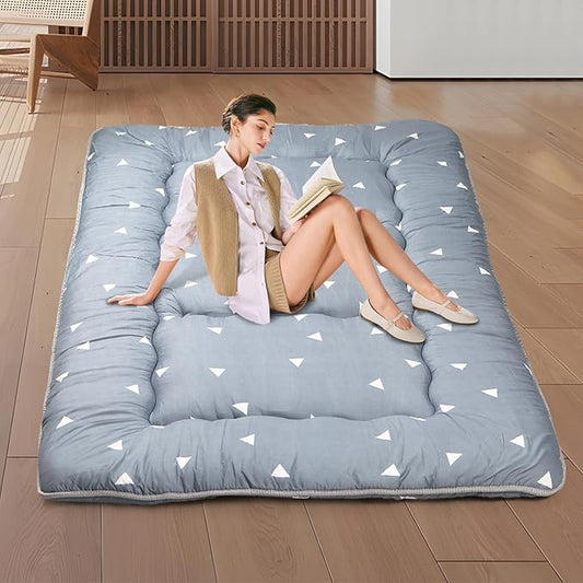Japanese Floor Mattress,Roll Up Memory Foam Tatami Mat Easy to Store and Portable,Futon Mattress Suitable for Camping and Guest Room (Grey, Twin (80" x 36"))