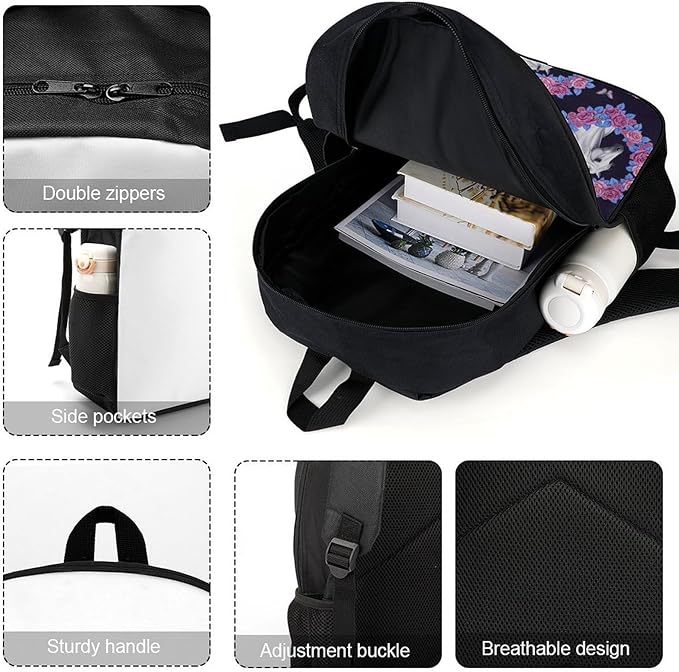 Sporty Travel Hiking Rucksack Gym Outdoor Bag Flowers Heart Horse Daypack Backpack Men Women