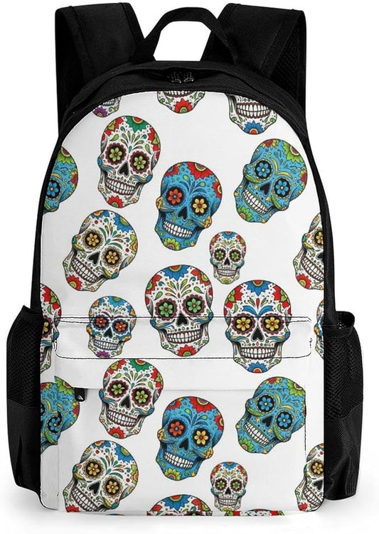 Supdreamc Polyester Daypack for Hiking Work Running, Big Capacity Anti-Theft Multipurpose Shoulder Bag, Mexico Sugar Skull Travel and Sport Backpack Rucksack