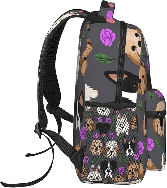 Casual Daypack Multipurpose Anti-Theft Large Capacity Carry On Bag, Boxer Dogs And Flower Casual Daypack Climbing Shoulder Bag With Padded Straps