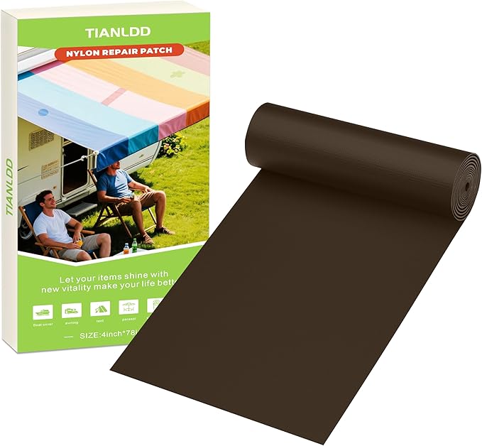 4x78in Nylon Repair Tape，Tent Repair Kit，Self Adhesive Waterproof Fabric Repair Tape for Tent, Umbrella, Sleeping Bag, Down Jackets,Knapsack.（Dark Brown）