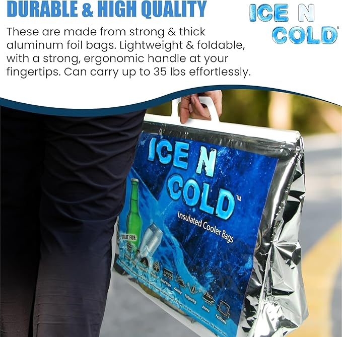 Insulated Cooler Bag - X-Large 40 lbs Capacity (Pack of 1) | Lightweight, Soft, Collapsible | Ideal for Groceries, Camping, Hiking, Beach, Travel