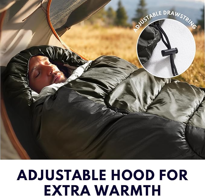 0 Degree XXL Sleeping Bags for Adults Cold Weather,Camping Sleeping Bag with Compression Sack for Winter Hiking, Hunting,Traveling