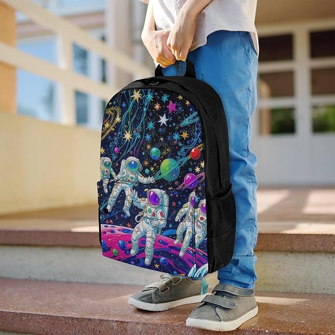 Supdreamc Backpack Lightweight Anti-Theft Multipurpose Fantasy Cosmic Astronauts Stars Galaxy Art Shoulder Bag Large Capacity Travel Hiking Backpack With Padded Straps