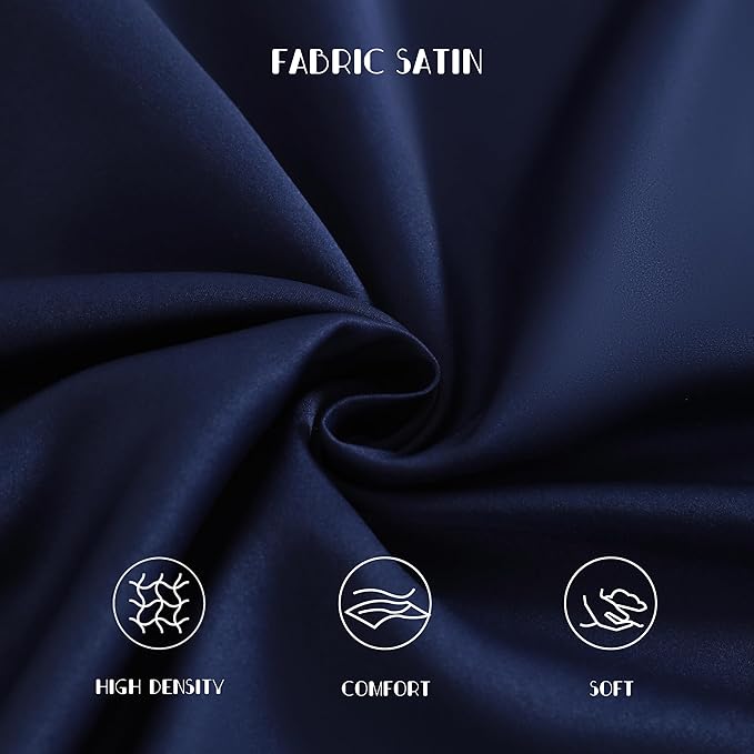 NTBAY Zippered Silk Satin Toddler Pillowcases - 2 Pack Hidden Zipper 13x18 Pillowcases - Luxury and Silky Baby Travel Pillow Covers, Navy Blue