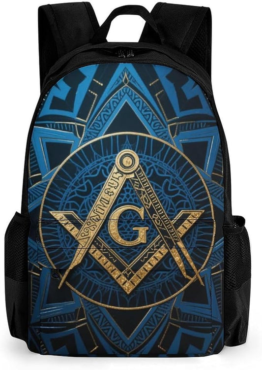 Rucksacks Multipurpose Anti-Theft Big Capacity Bookbag, Gold Freemason Freemasonry Masonic Art Travel Hiking Camping Rucksack With Padded Straps