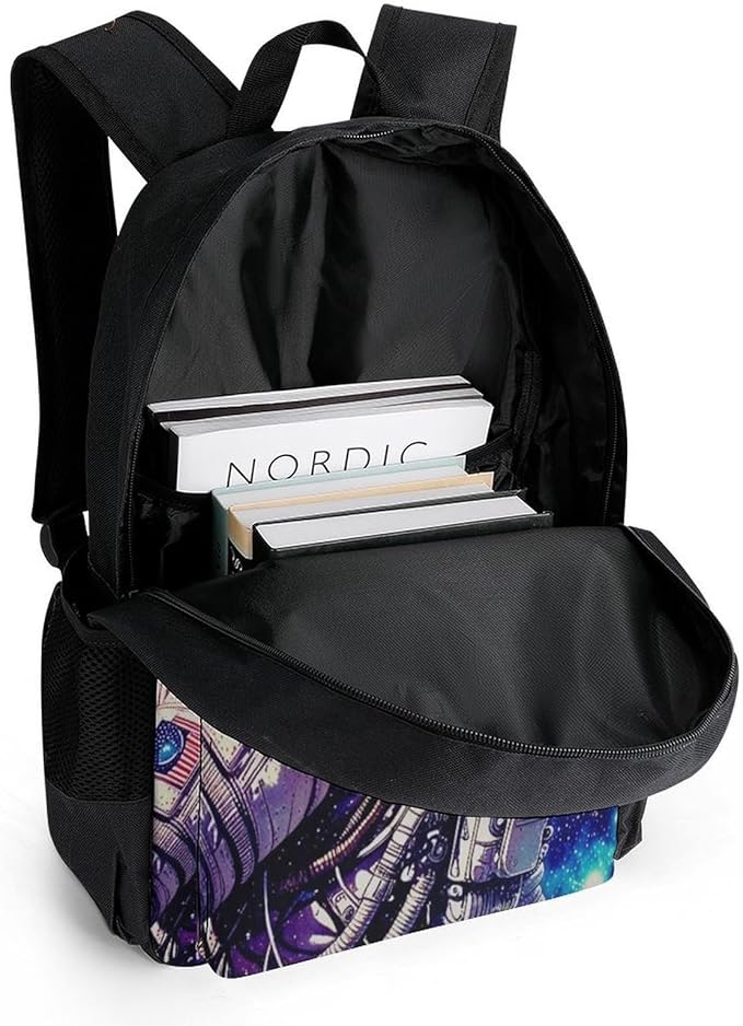 Supdreamc Lightweight Daypack Backpack for Trekking Work Running, Big Capacity Multipurpose Anti-Theft Bookbag, Space Astronaut Galaxy Starry Art Business Computer Bag