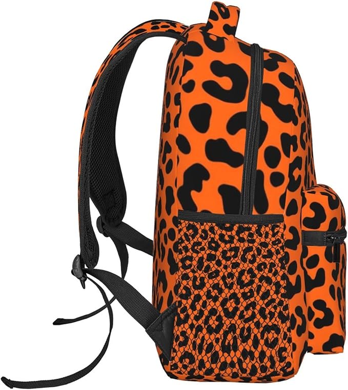 Daypack Anti-Theft Multipurpose Large Capacity Shoulder Bag, Animal Leopard Pattern Travel Hiking Camping Rucksack With Smooth Zippers
