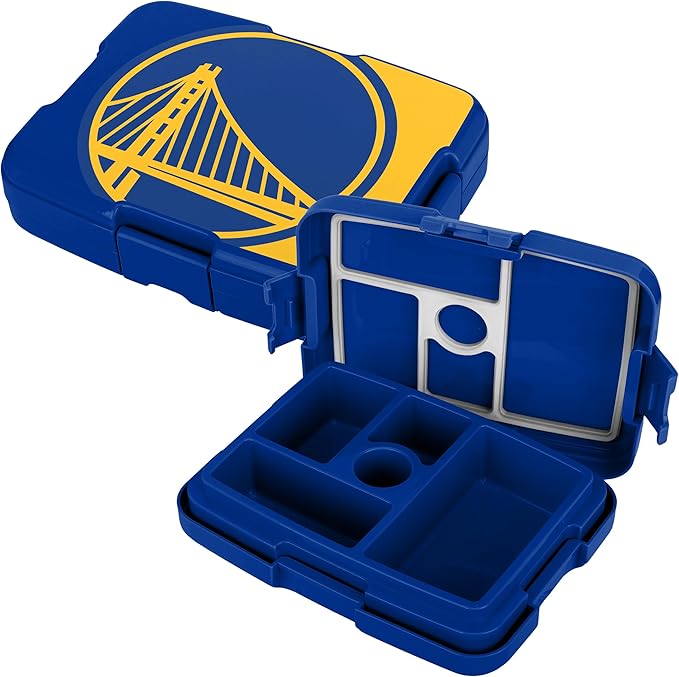 FOCO NBA Unisex-Adult Officially Licensed 2-Tone Big Logo Team Color Basketball Leak Proof 5 Compartment Bento Lunch Box - Golden State Warriors