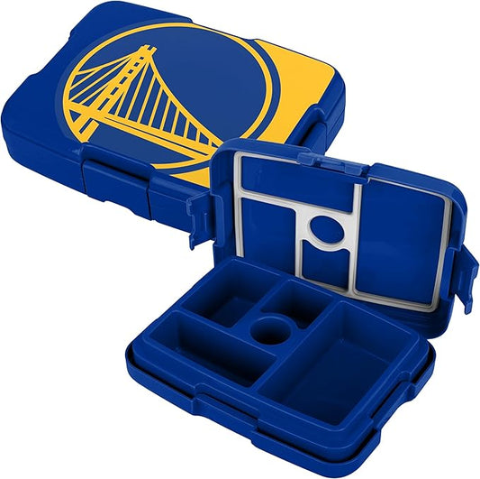 FOCO NBA Unisex-Adult Officially Licensed 2-Tone Big Logo Team Color Basketball Leak Proof 5 Compartment Bento Lunch Box - Golden State Warriors