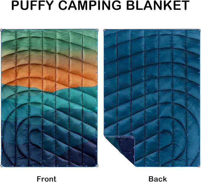 Camping Blanket,Lightweight Puffy Printed Camping Blanket Packable Outdoor Blanket for Camping,Traveling, Stadium, Hiking, Picnics